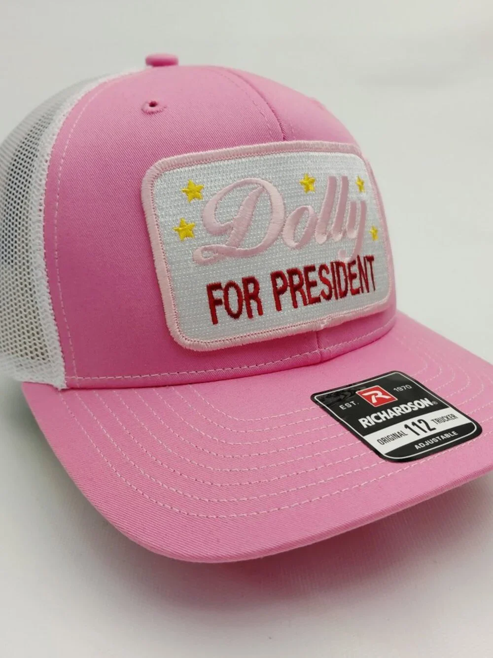 Dolly For President Embroidered Patch Pink Richardson 112 Trucker Hat New Retro